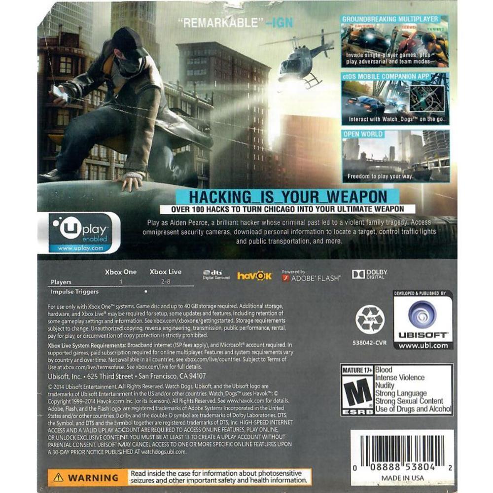 Watch Dogs - Xbox One (Usado) (Mancha)