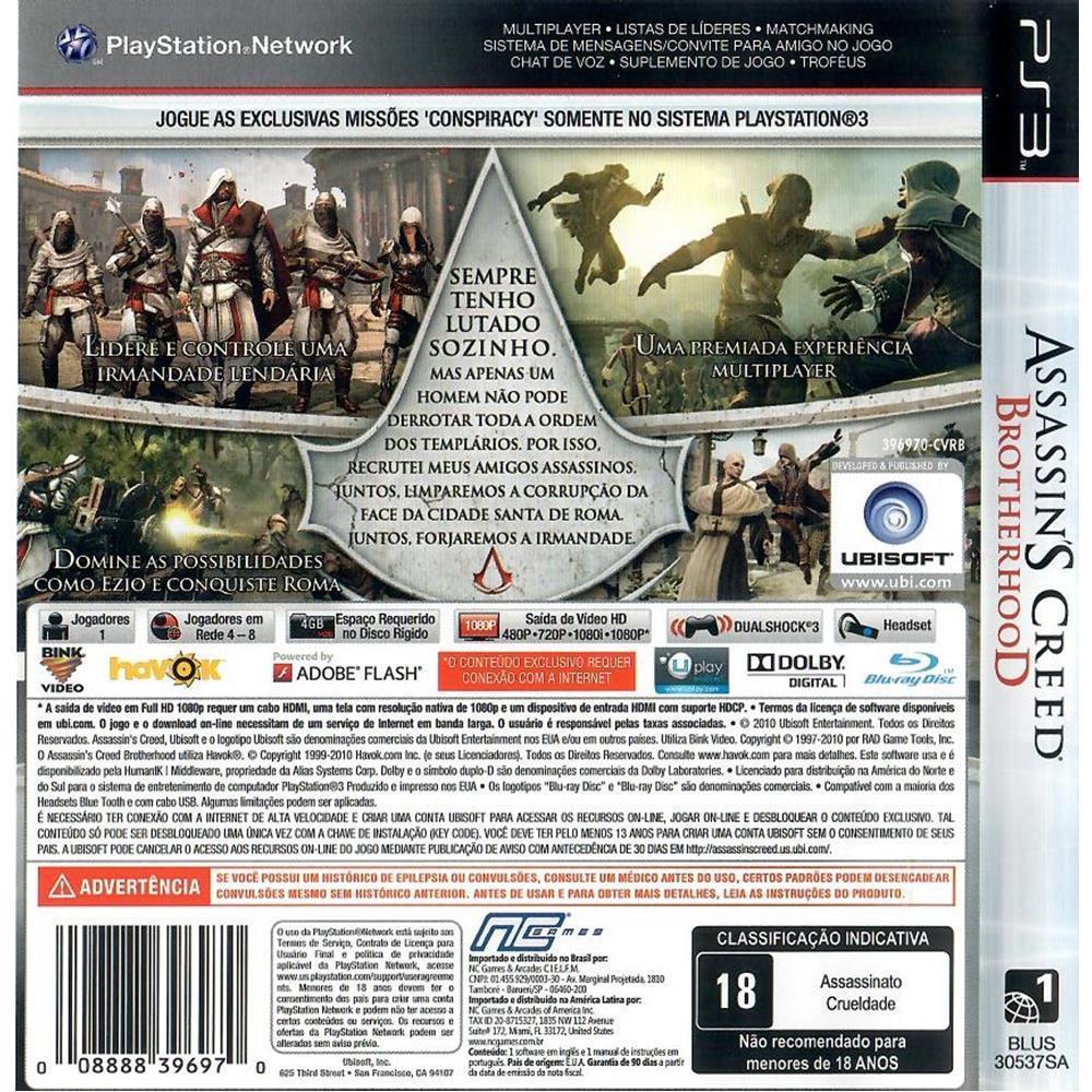 Assassins Creed Brotherhood - Ps3 (Usado) (Trava De Disco)
