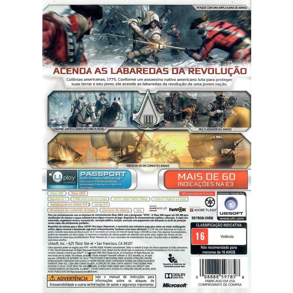 Assassins Creed Iii - Xbox 360 (Usado)