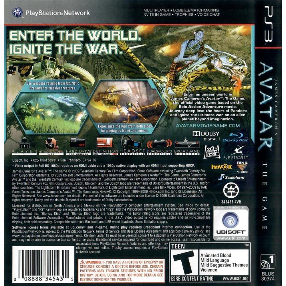 Avatar The Game - Ps3 (Usado) (Sem Manual)