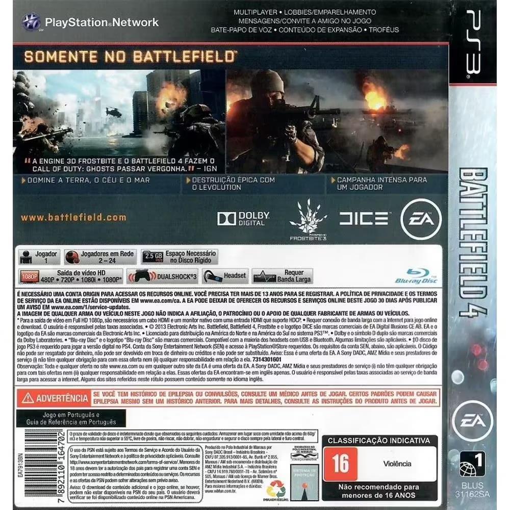 Battlefield 4 - Ps3 (Usado) (Trava Do Disco)
