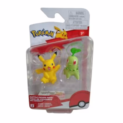 Boneco Pokémon Sunny Brinquedos - Pikachu + Chikorita (Novo)
