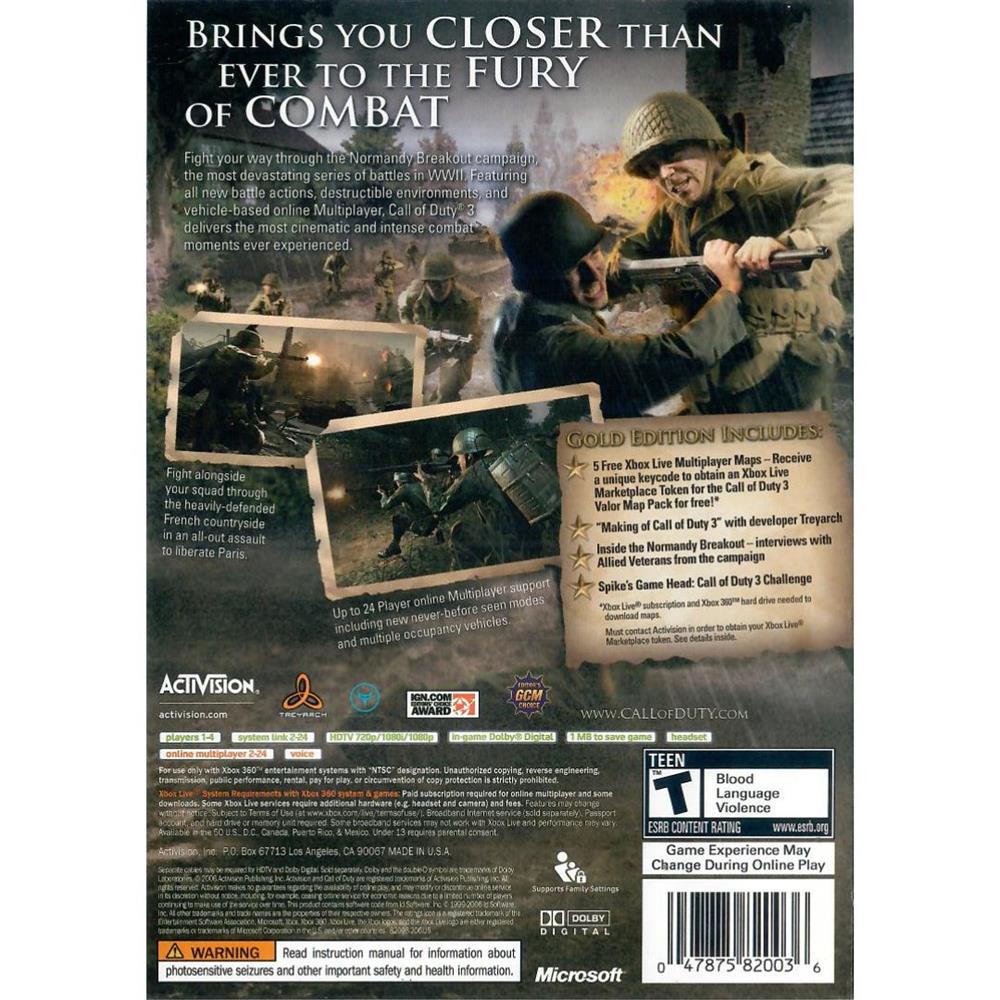 Call Of Duty 3 - Xbox 360 (Usado)