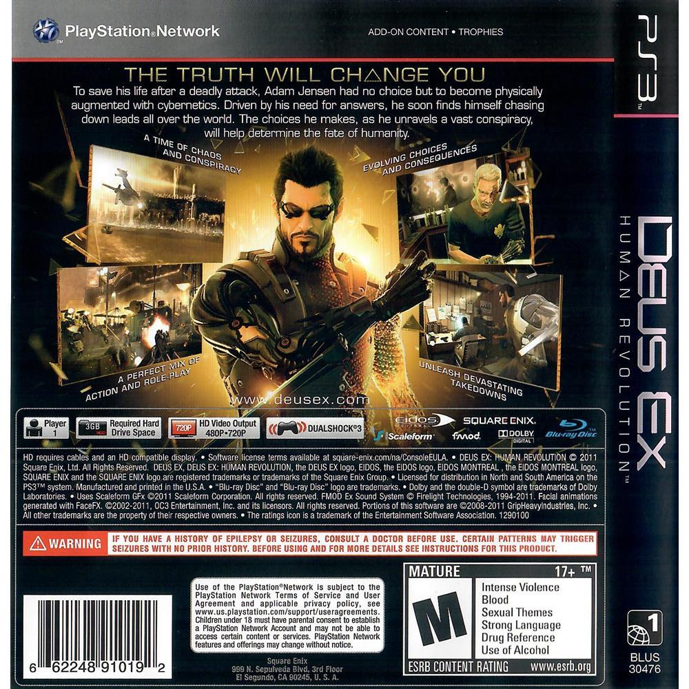 Deus Ex Human Revolution - Ps3 (Usado)