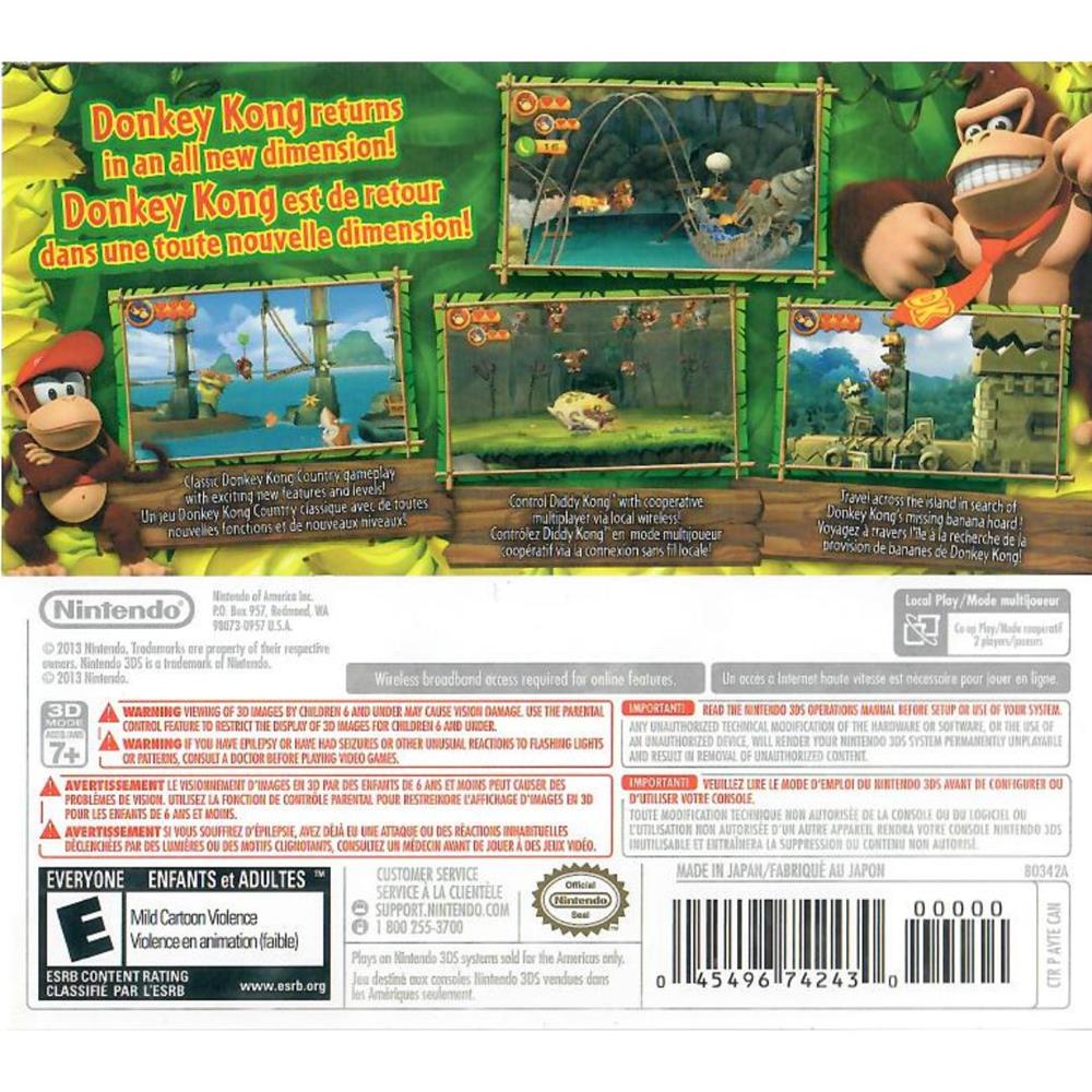 Donkey Kong Country Returns 3D - Nintendo 3Ds (Sem Manual) (Jogo Esta Em Frances E Ingles) (Seminovo)