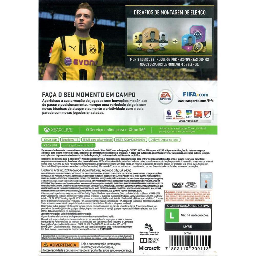 Fifa 17 - Xbox 360 (Usado) (Trinco)
