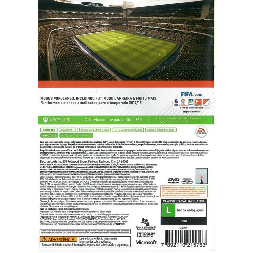 Fifa 18 - Xbox 360 (Usado)