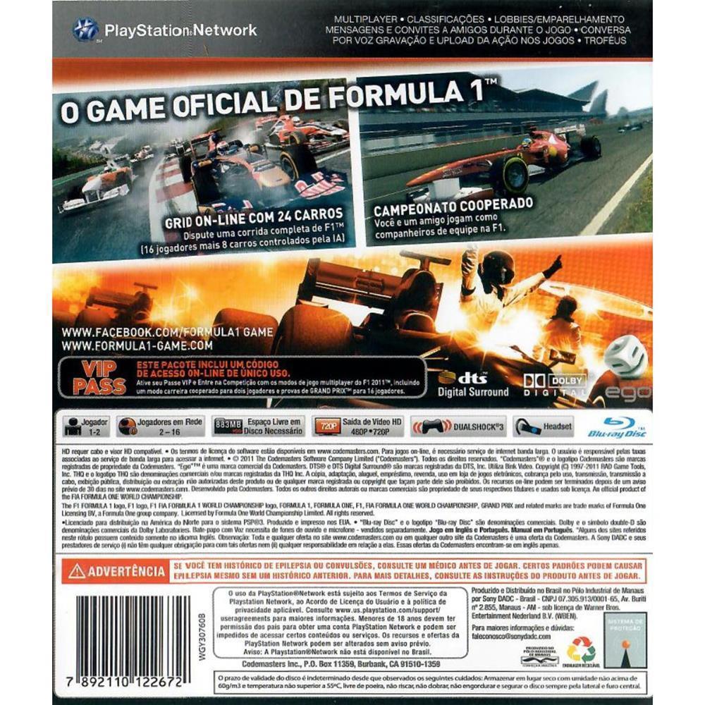 Formula (F1) 2011 - Ps3 (Usado)