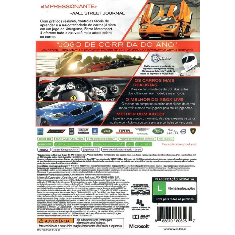 Forza Motorsport 4 Platinum Hits - Xbox 360 (Usado)