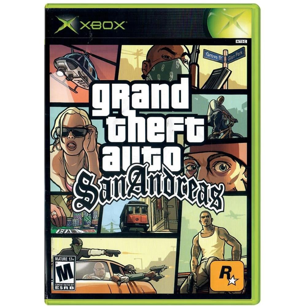 Grand Theft Auto San Andreas - Xbox Clássico (Usado) (Adesivo Na Midia) (Mapa Original + Manual Repro)