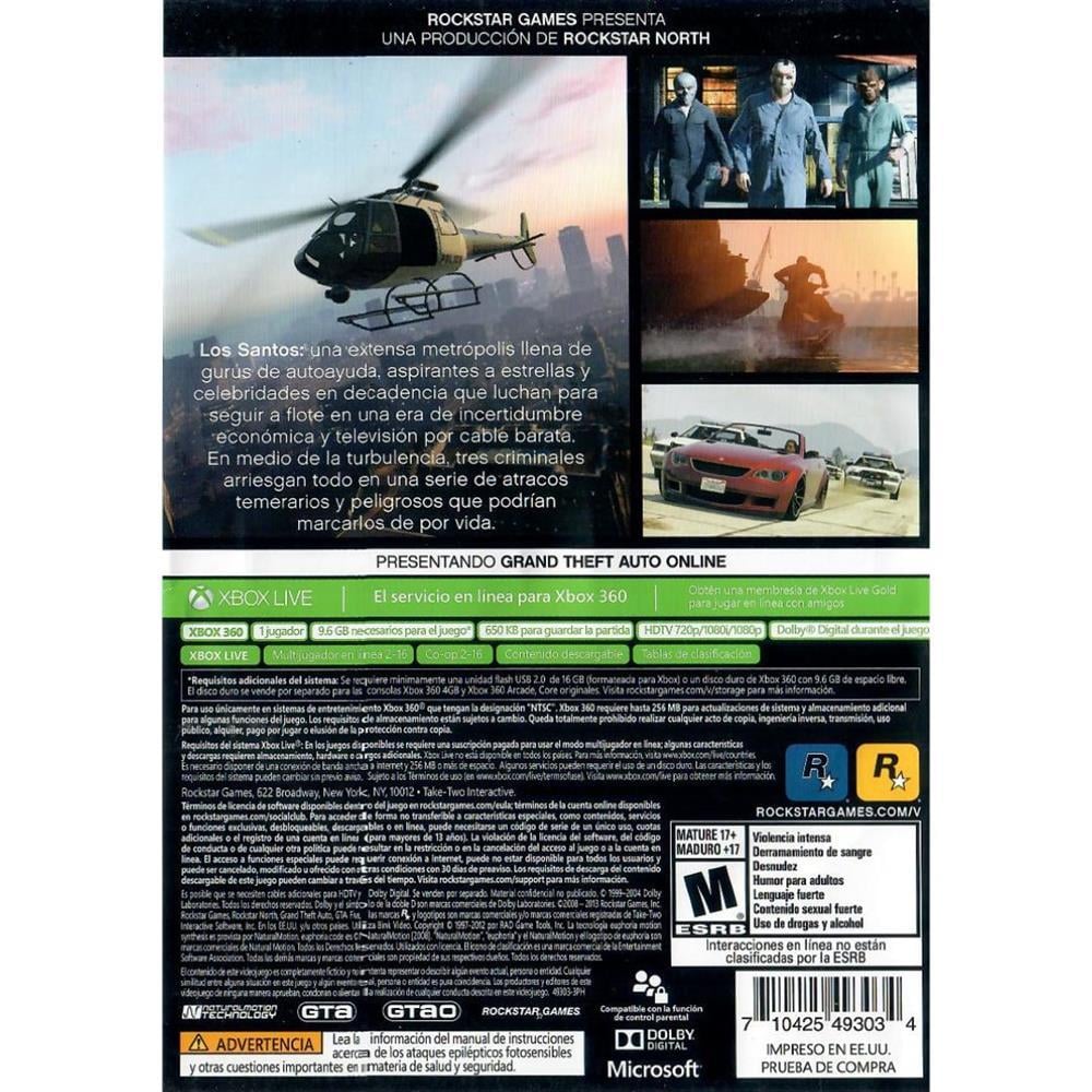 Grand Theft Auto V (Gta 5) - Xbox 360 (Risco) (Sem Manual) (Sem Mapa)