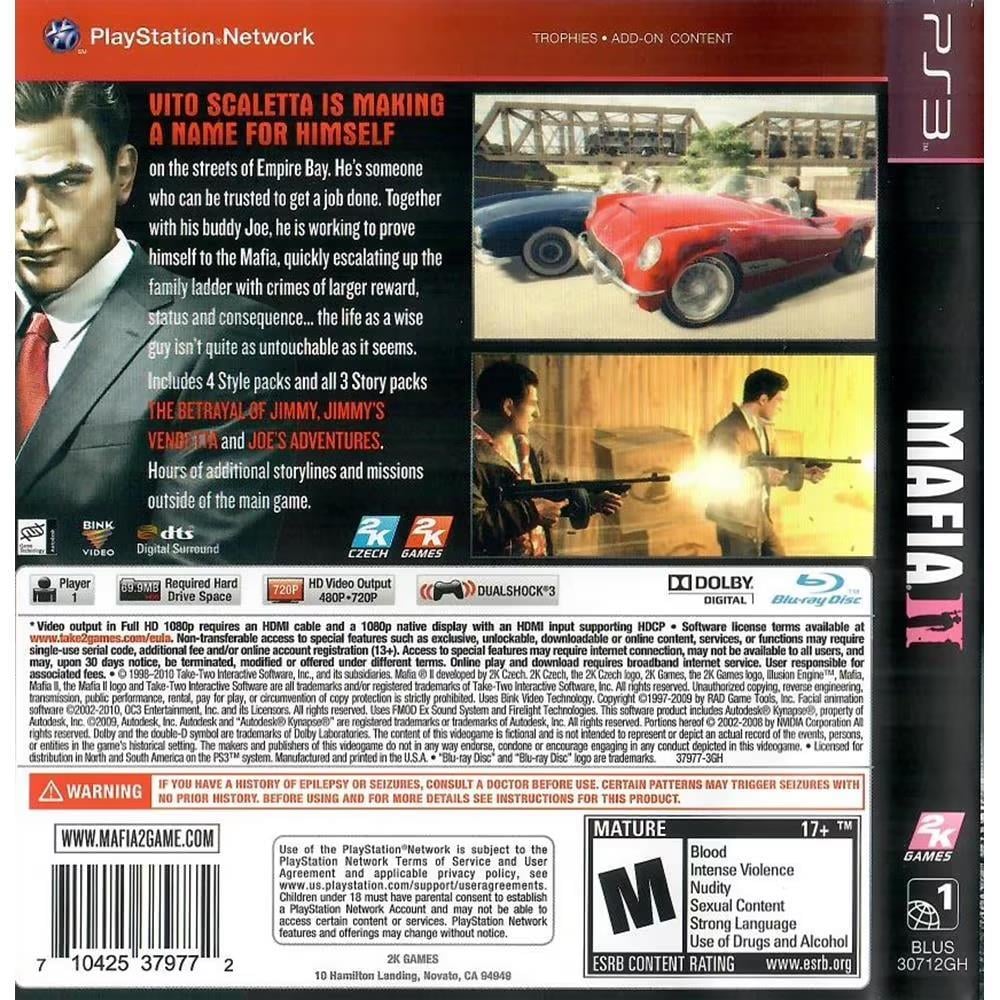 Mafia 2 - Ps3 (Usado) (Greatest Hits) (Sem Manual)