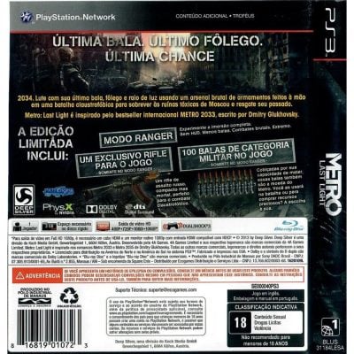 Metro Last Light - Ps3 (Usado) (Capa Com Detalhe)