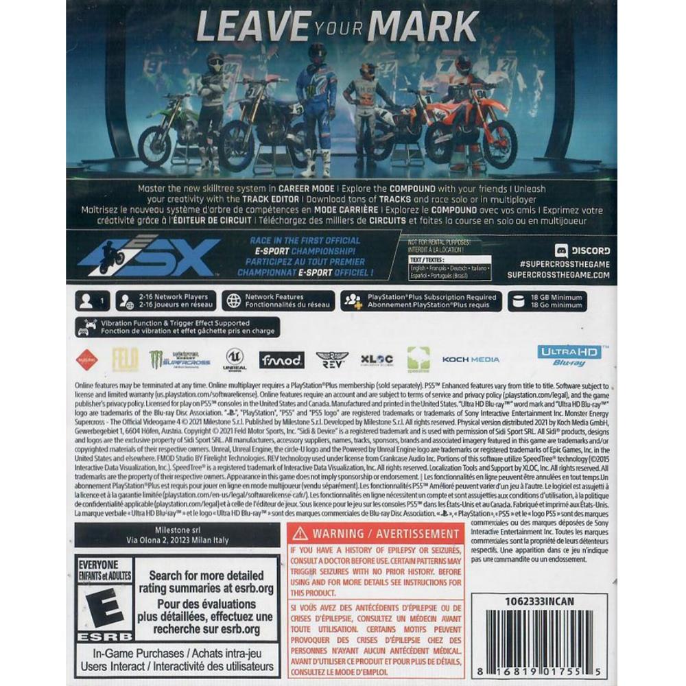 Monster Energy Supercross 4 Fim World Championship The Official Videogame - Ps5