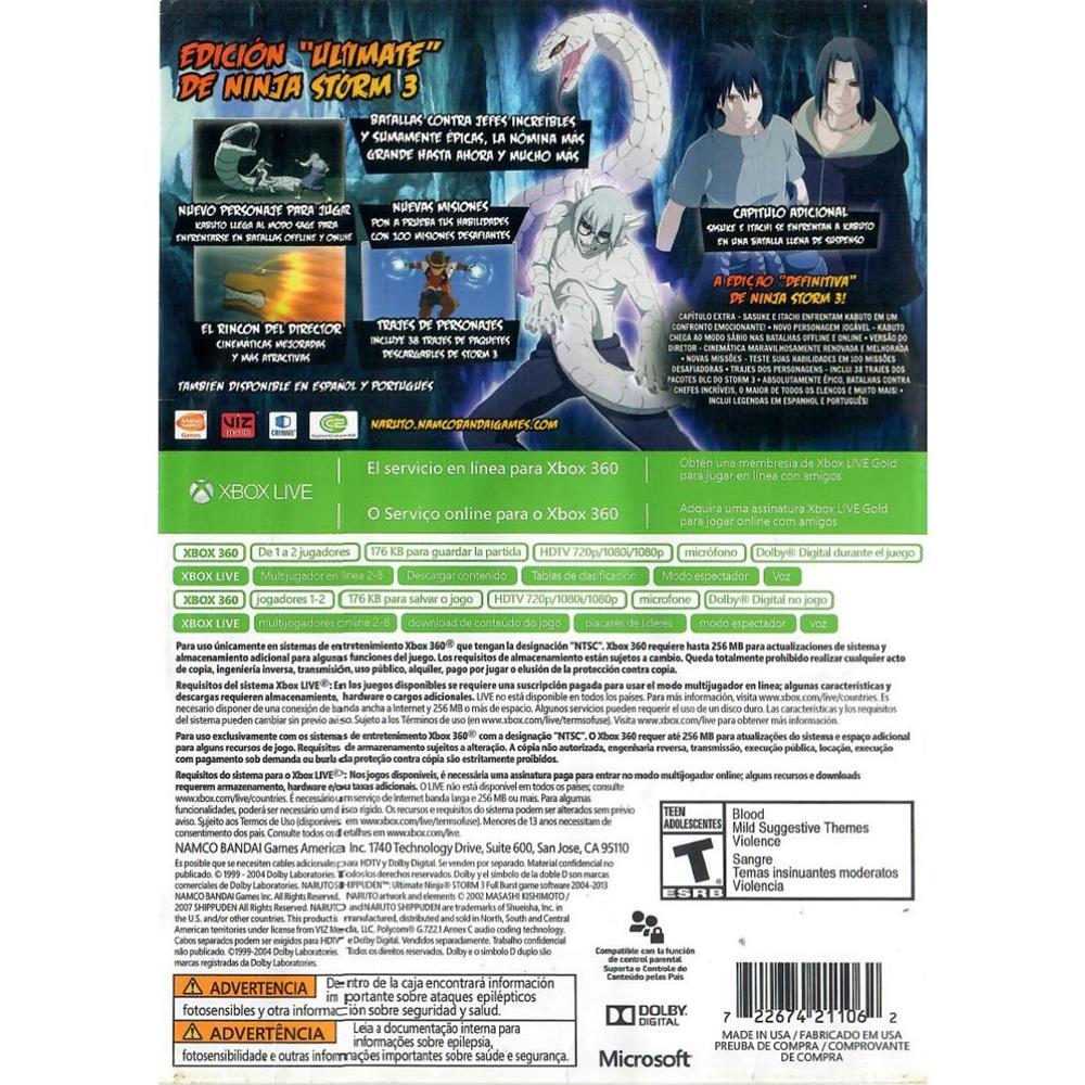 Naruto Shippuden Ultimate Ninja Storm 3 Full Burst - Xbox 360 (Usado) (Trinco)