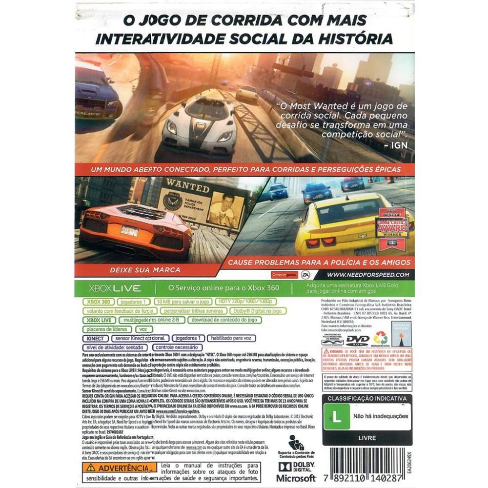 Need For Speed Most Wanted - Xbox 360 (Usado) (Mancha)