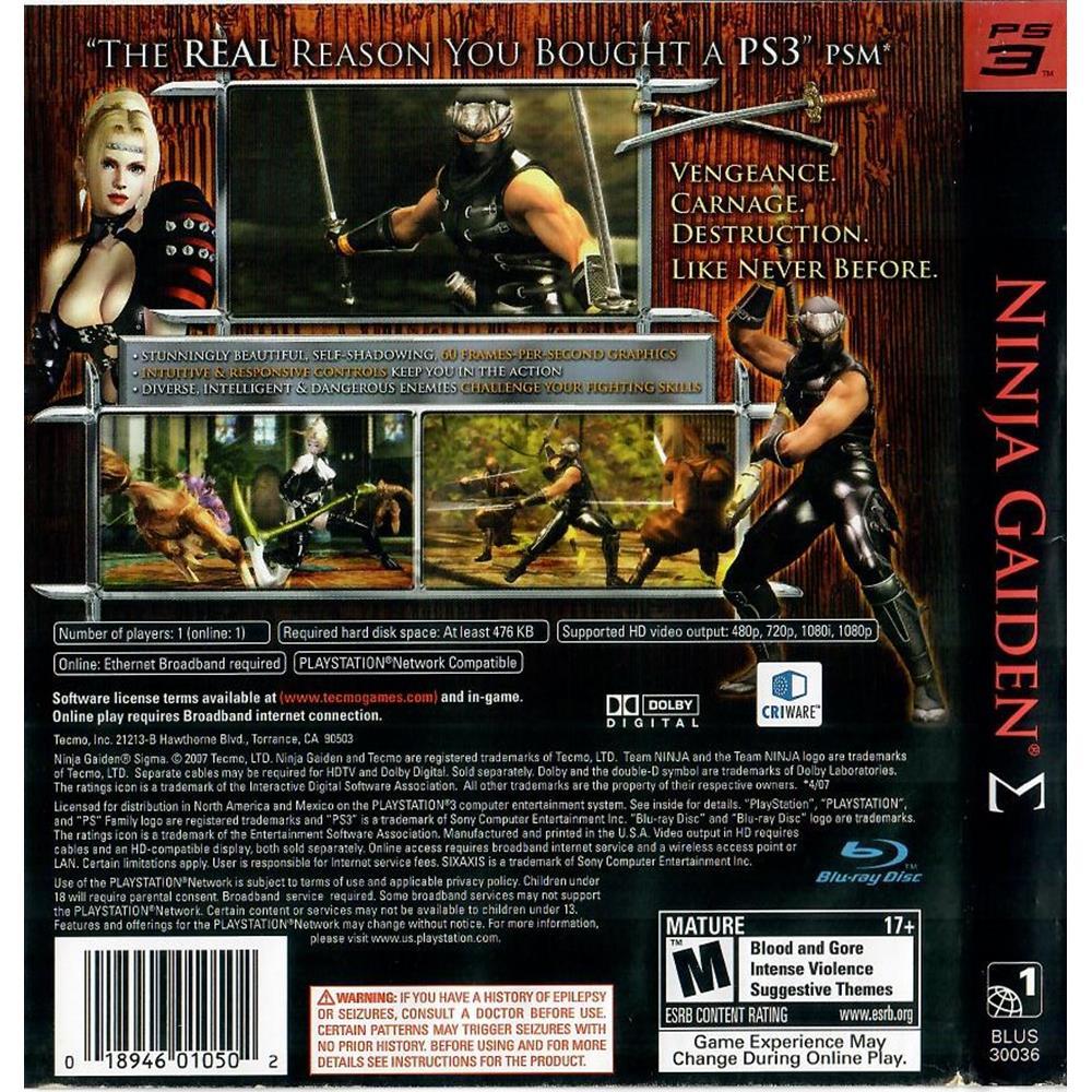 Ninja Gaiden Sigma - Ps3 (Usado) (Sem Manual)
