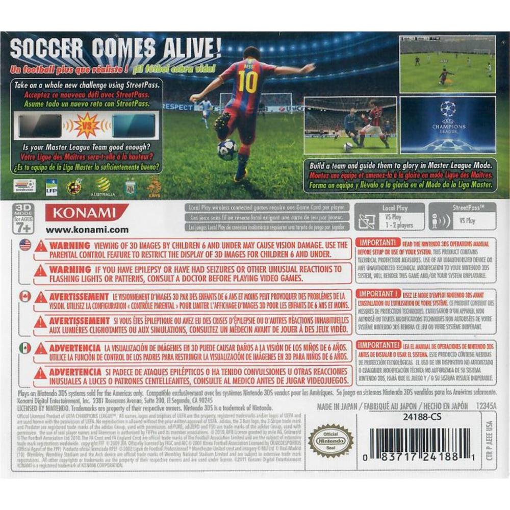 Pes 2011 Pro Evolution Soccer 3D - Nintendo 3Ds (Capa Holografica) (Novo)
