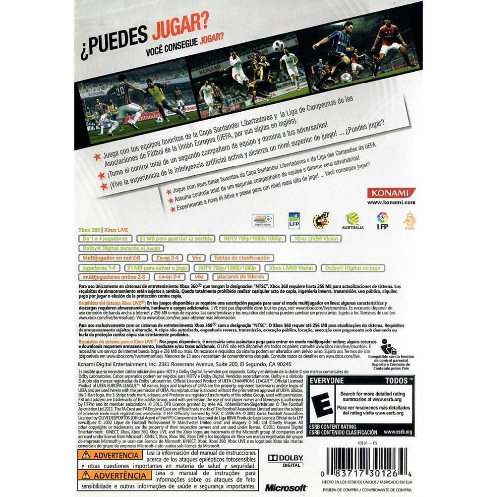 Pes 2012 - Xbox 360 (Usado) (Capa Quebrada) (Capa Cinza)
