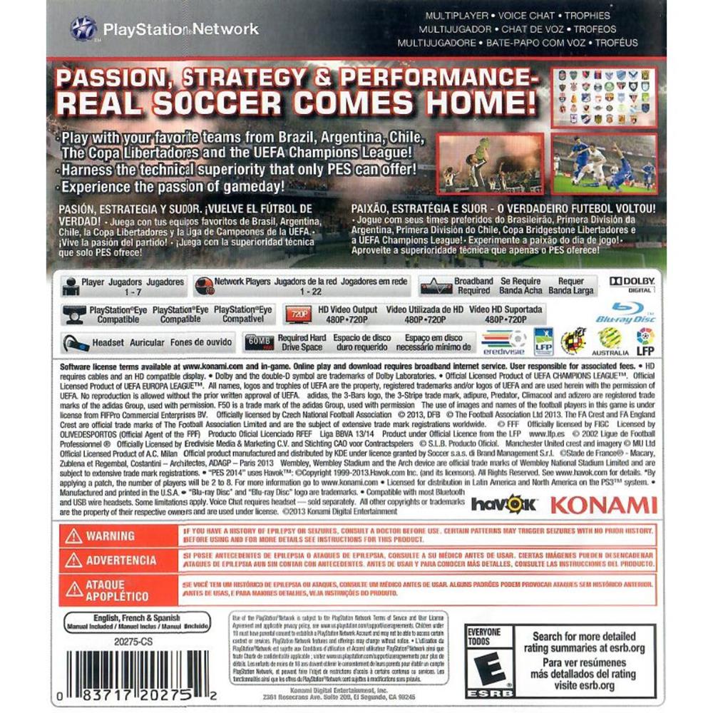 Pes 2014 - Ps3 (Usado)