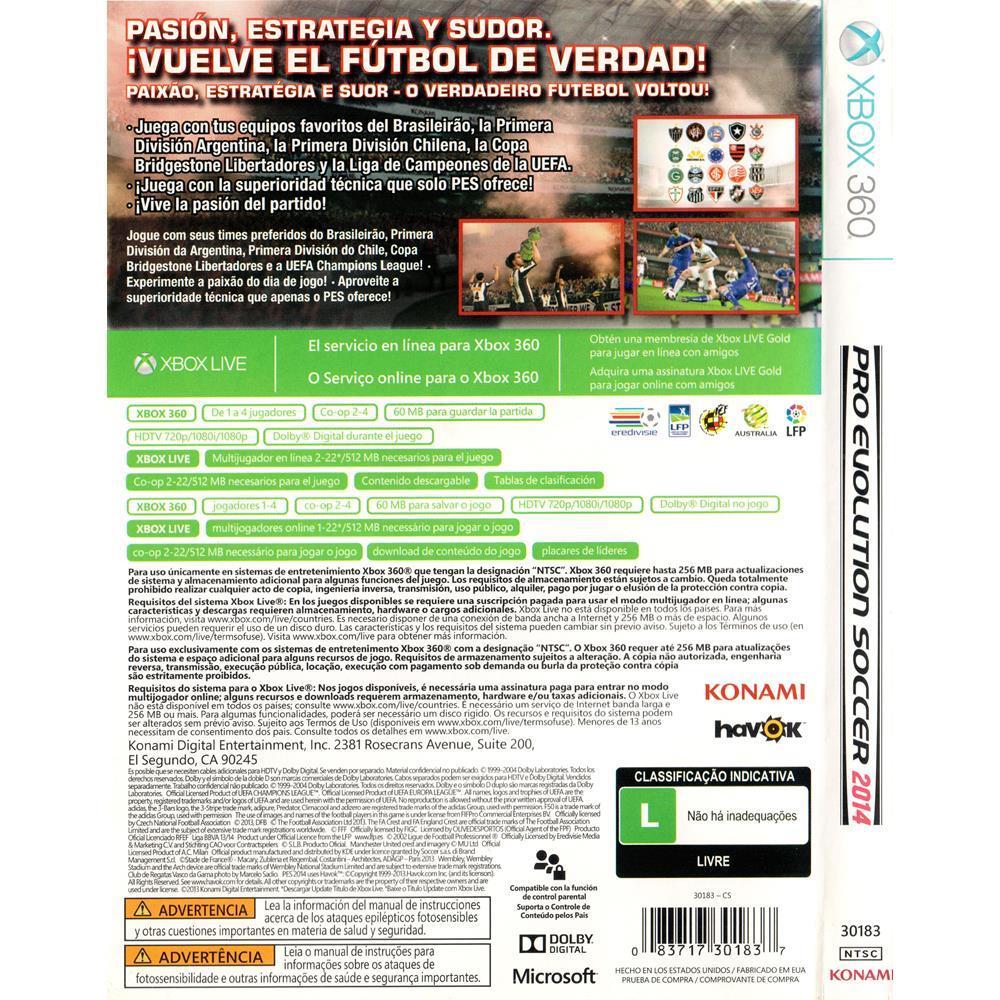 Pro Evolution Soccer (Pes) 2014 - Xbox 360 (Usado) (Trinco)