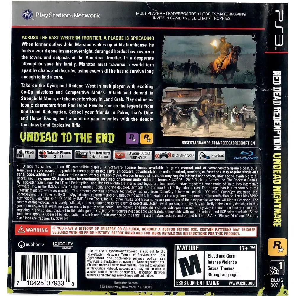 Red Dead Redemption Undead Nightmare - Ps3 (Usado) (Sem Manual)