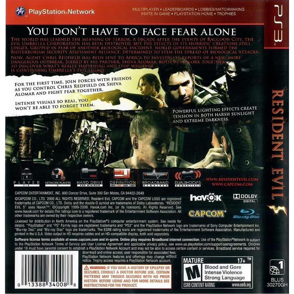 Resident Evil 5 - Ps3 (Greatest Hits) (Seminovo)