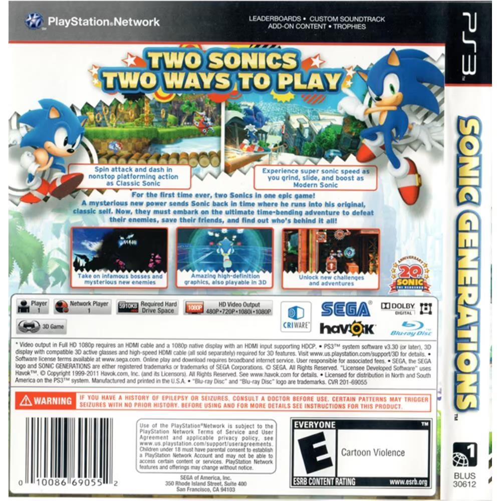 Sonic Generations - Ps3 (Usado)
