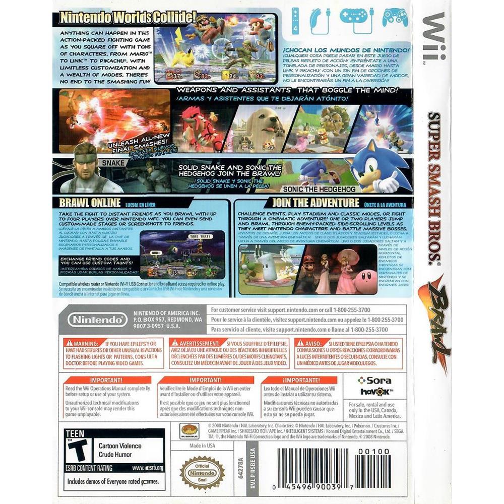 Super Smash Bros Brawl - Nintendo Wii (Adesivo No Disco) (Usado)