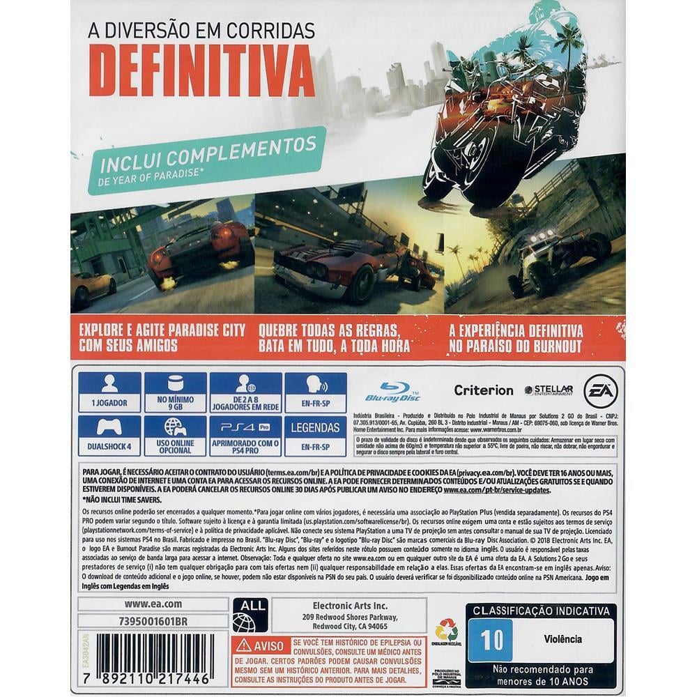 Burnout Paradise Remastered - Ps4 (Usado)