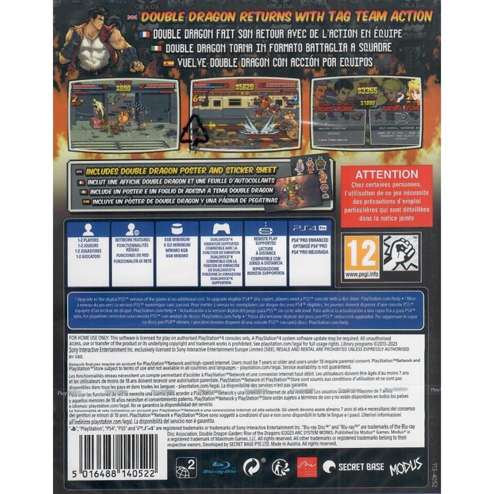 Double Dragon Gaiden Rise Of The Dragons - Ps4 (Novo)