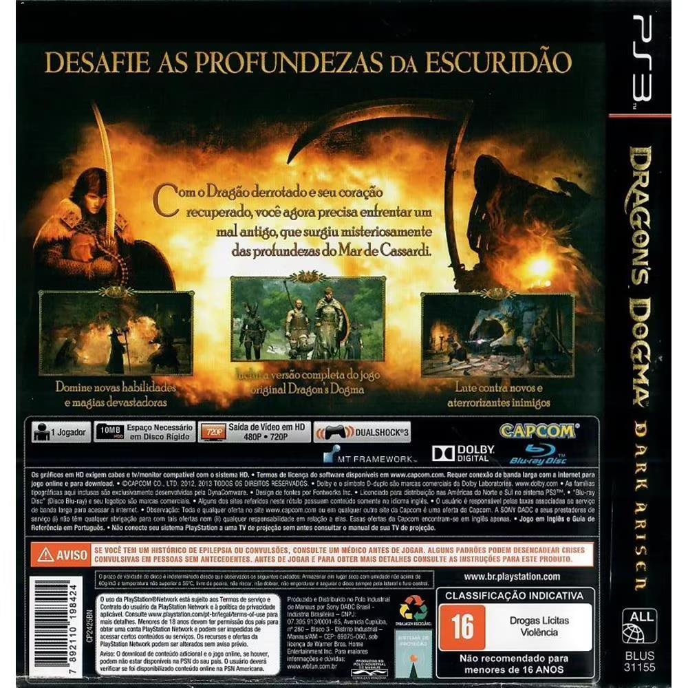 Dragons Dogma Dark Arisen - Ps3 (Usado) (Mancha)