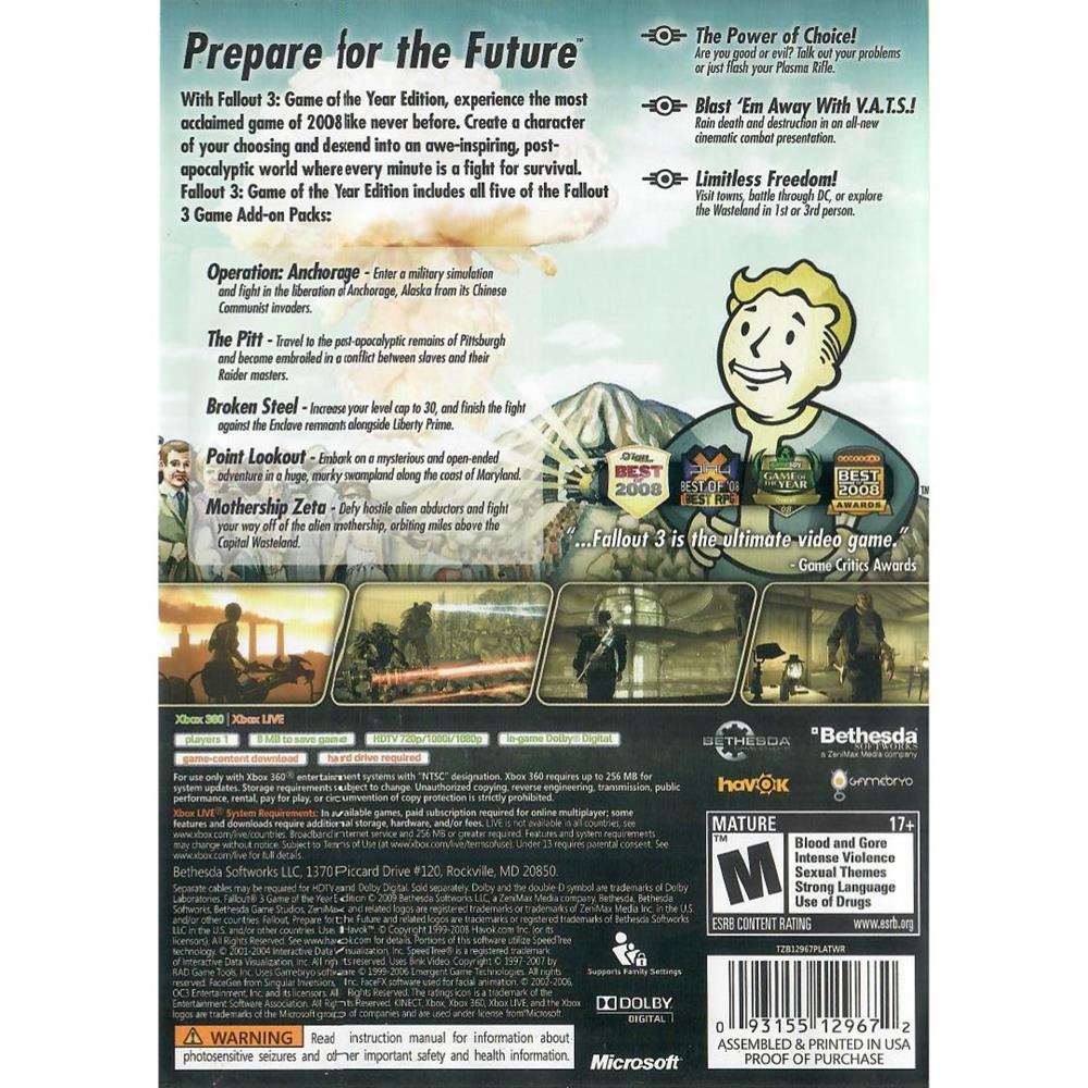 Fallout 3 Game Of The Year Edition - Xbox 360 (Platinum Hits) (Seminovo)