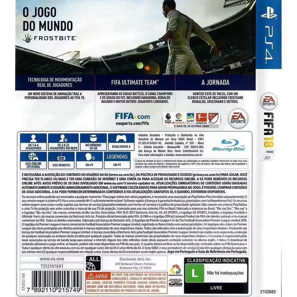 Fifa 18 - Ps4 (Usado)