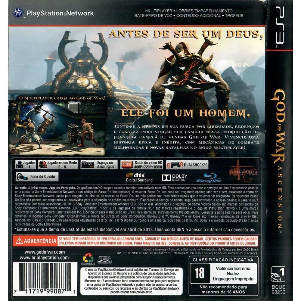 God Of War Ascension Ps3 (Usado) (Adesivo No Disco)