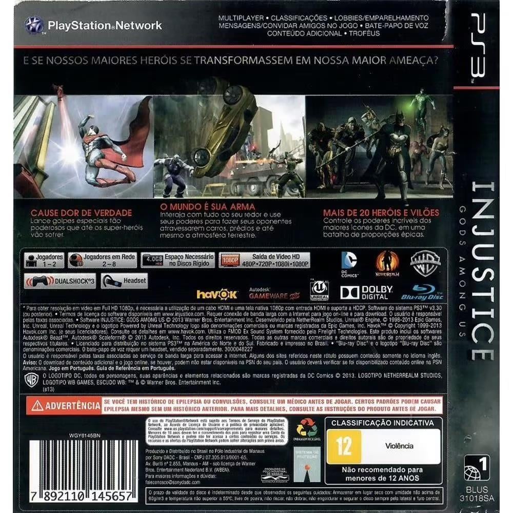 Injustice Gods Among Us - Ps3 (Usado) (Sem Manual)