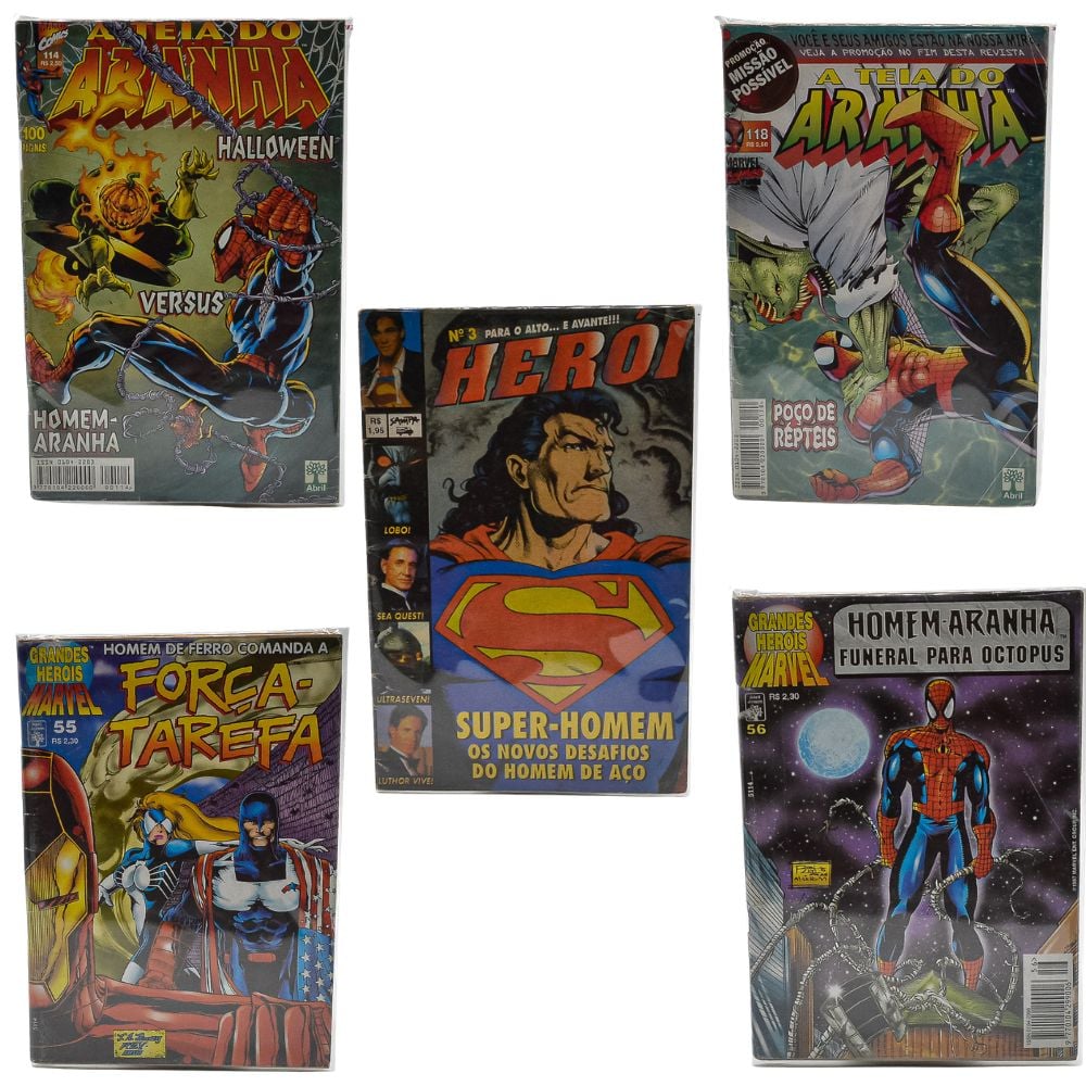Lote Hq Spider Man / Super Man (5 Und Total) (Seminovo)