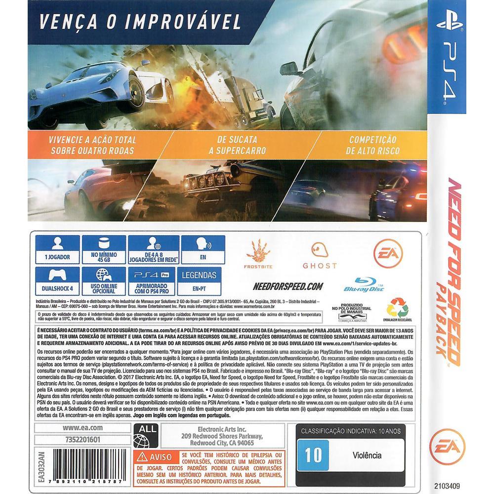 Need For Speed Payback - Ps4 (Usado)