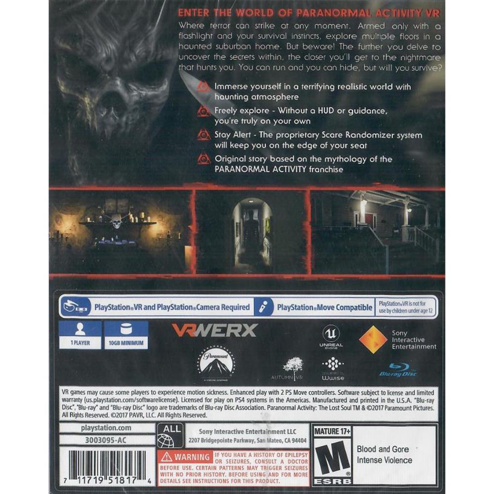 Paranormal Activity The Lost Soul - Ps4 (Playstation Vr) (Novo)