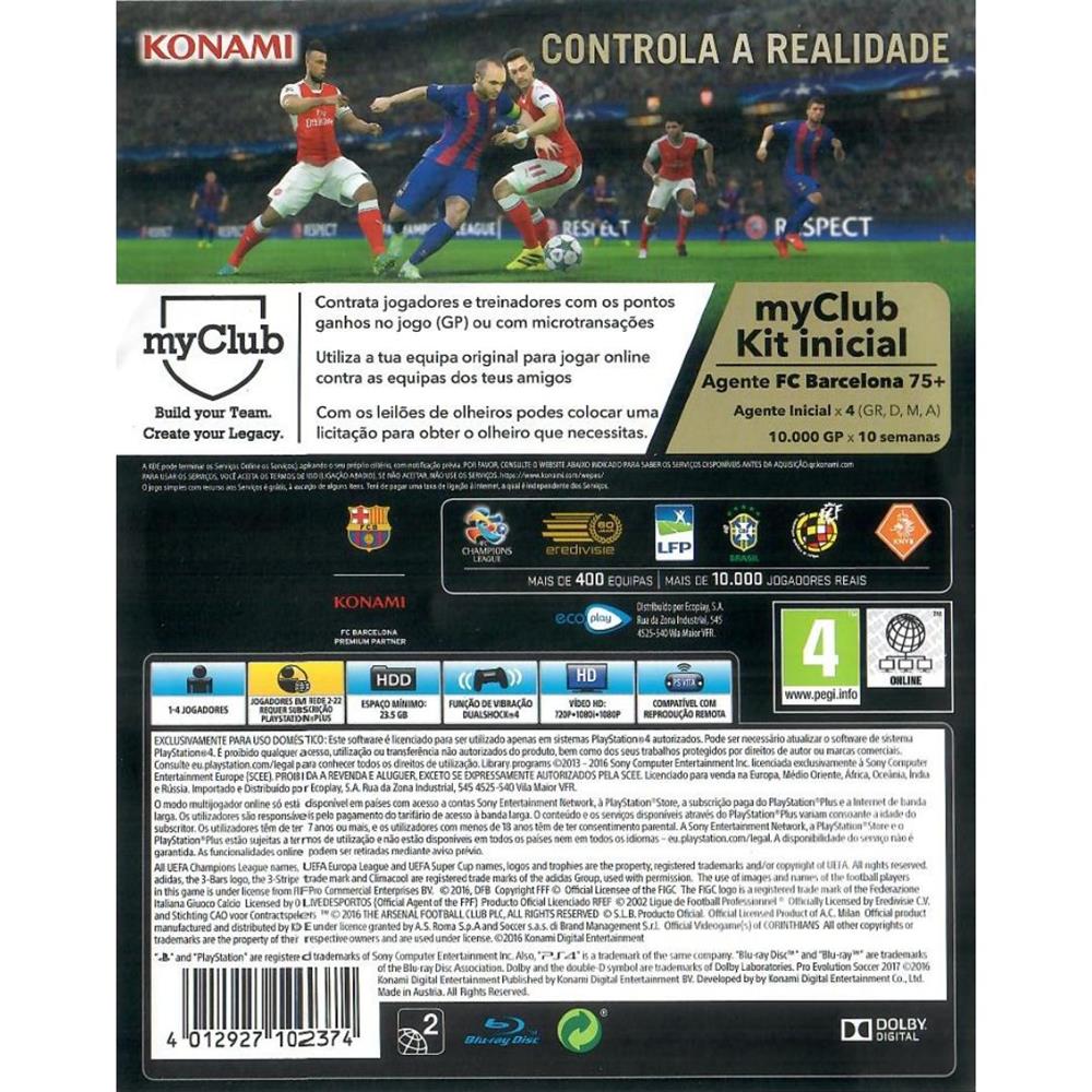 Pro Evolution Soccer Pes 2017 - Ps4 (Europeu) (Seminovo)