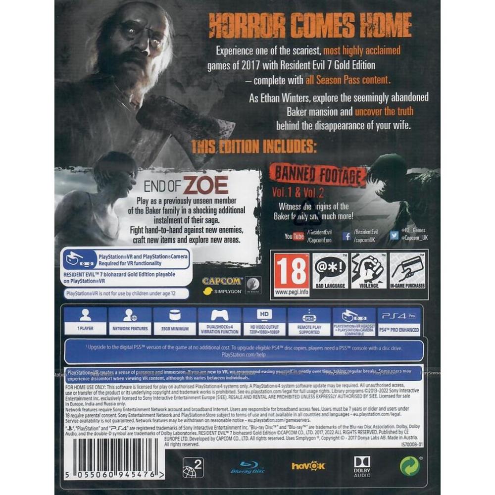 Resident Evil 7 Biohazard Gold Edition - Ps4 (Novo) (Europeu)