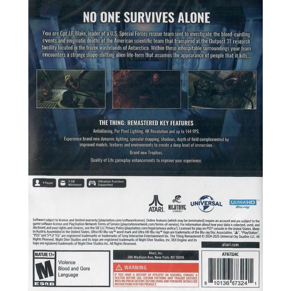 The Thing Remasterd - Ps5 (Novo)