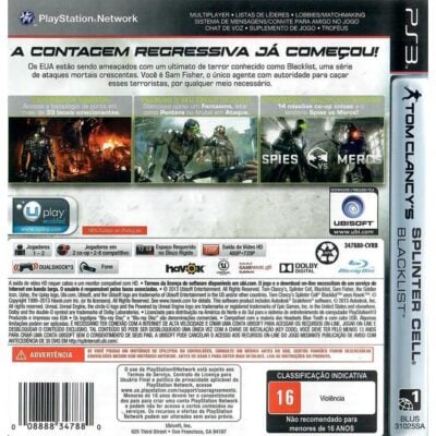 Tom Clancys Splinter Cell Blacklist - Ps3 (Usado) (Trava Do Disco)